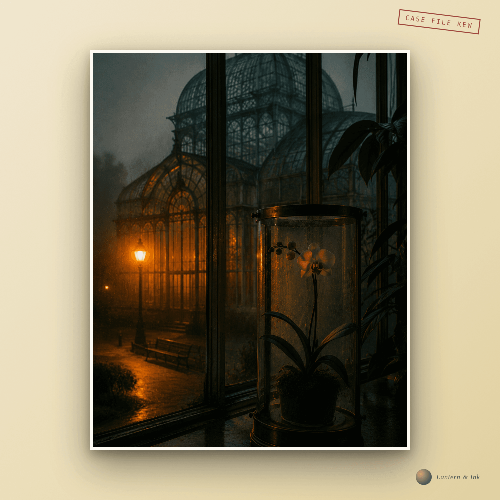 El Invernadero de Kew — paneles empañados y luz de invernadero